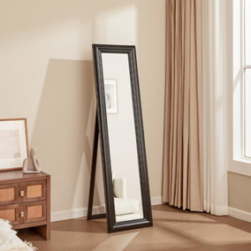 Modern Wood Beveled Freestanding Framed Full Length Mirror H 1500mm