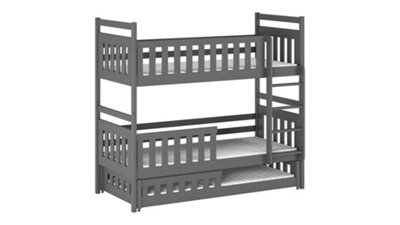 Modern Wooden Bunk Bed Olivia With Trundle in Graphite W1980mm x H1710mm x D980mm