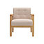 Modern Wooden Frame Beige Upholstered Armchair Recliner Chair Sofa Chair