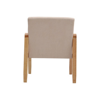 Modern Wooden Frame Beige Upholstered Armchair Recliner Chair Sofa Chair