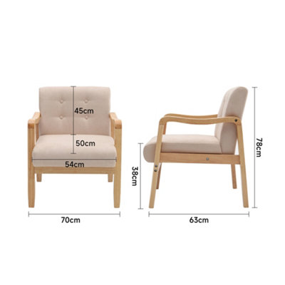 Modern Wooden Frame Beige Upholstered Armchair Recliner Chair Sofa Chair