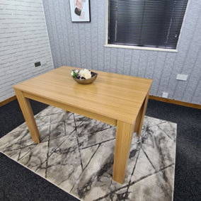 Modern Wooden Rectangle Oak Effect Kitchen Dining Table (140X80X75cm)