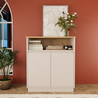 Modern Wooden Shoe Rack Cabinet, 80 cm Oak Sideboard and Storage Unit ...