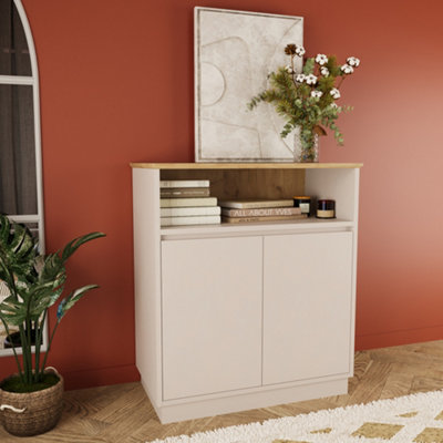 Modern Wooden Shoe Rack Cabinet, 80 cm Oak Sideboard and Storage Unit ...
