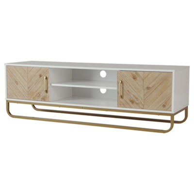 Modern Wooden TV Stand with Open Shelves and Cabinets 148 x 40 x 46cm