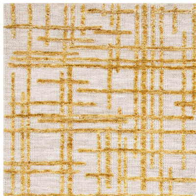 Modern Yellow Abstract Easy to Clean Rug for Living Room & Bedroom-200cm X 290cm