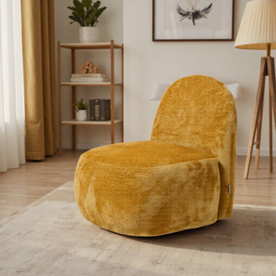 Modern Yellow Chenille Upholstered Lounge Chair