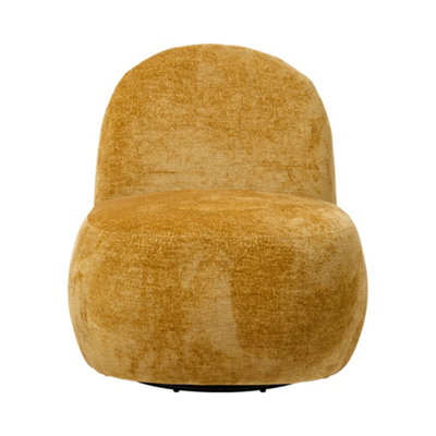 Modern Yellow Chenille Upholstered Lounge Chair