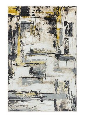 Modern Yellow Rug, Abstract Rug for Bedroom, Stain-Resistant Rug for Dining Room, Abstract Yellow Rug-120cm X 170cm