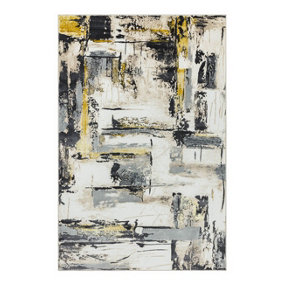 Modern Yellow Rug, Abstract Rug for Bedroom, Stain-Resistant Rug for Dining Room, Abstract Yellow Rug-120cm X 170cm