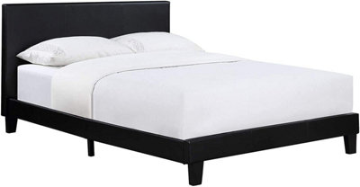 MODERNIQUE Black 5ft, King Sized Bed Faux Leather in Black, Wooden Sprung Slatted Base