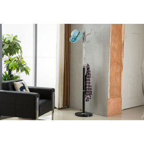 Modernique Black Sheer Metal and transparent Tube 185 cm High Coat Rack with Heavy Sturdy 38 cm Base.