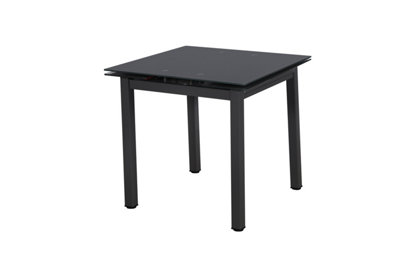 Modernique Black Tempered Glass Extending Dining Table Extends 80 to 130 cm