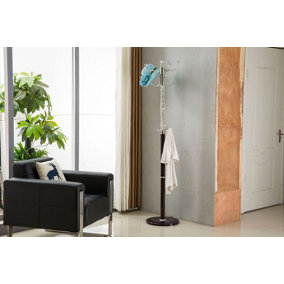 Modernique Brown Sheer Metal and transparent Tube 185 cm High Coat Rack with Heavy Sturdy 38 cm Base.