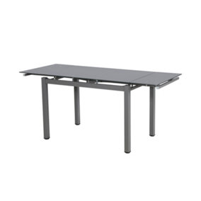 Modernique Grey Tempered Glass Extending Dining Table Extends 110 to 170 cm