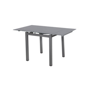 Modernique Grey Tempered Glass Extending Dining Table Extends 80 to 130 cm