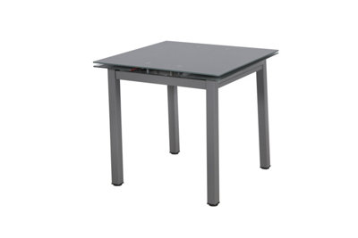 Modernique Grey Tempered Glass Extending Dining Table Extends 80 to 130 cm