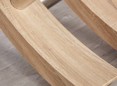 Modernique Nuovo Coffee Table, Tempered Clear Glass Top with Cross Leg in Oak