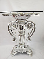 Modernique Silver Plated Resin Stunning Clear Glass Top Side Table
