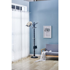Modernique Vetro Black Thick Metal Tube Stand Tube Coat Rack with Heavy Sturday Marble Base