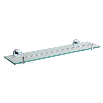 Modernity 500mm Chrome Stainless Steel Wall Mounted Frosted Glass Vanity Shelf