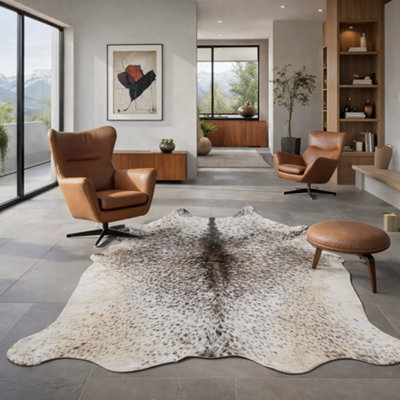 Modlux Natural Cowhide Rug, Brown and White, 100% Australian Cow
