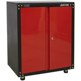 Modular 2 Door Cabinet with Worktop - 665 x 460 x 820mm - Locking Storage System