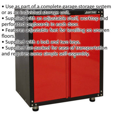 Modular 2 Door Cabinet with Worktop - 665 x 460 x 820mm - Locking Storage System