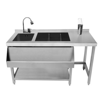 Caterfab Deluxe Stainless Steel Cocktail Bar Station With Insulated Ice Well – 1525mm