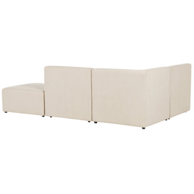 Modular Corner Sofa 3 Seater LEMVIG Corduroy Light Beige with Ottoman ...