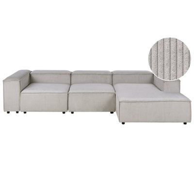 Modular Corner Sofa 4 Seater ARDAL Corduroy Taupe Left Hand