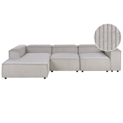 Modular Corner Sofa 4 Seater ARDAL Corduroy Taupe Right Hand