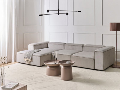 Modular Corner Sofa 4 Seater ARDAL Corduroy Taupe Right Hand