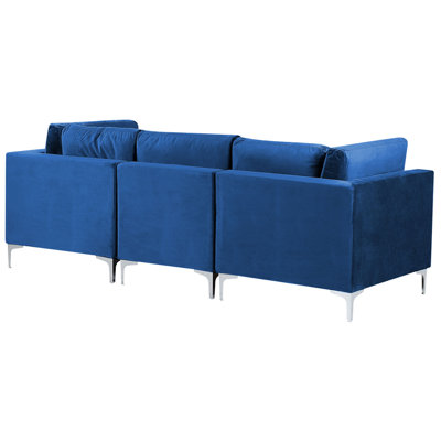 Modular Corner Sofa 4 Seater EVJA Left Hand Navy Blue Velvet with Ottoman