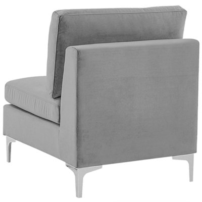 Modular Corner Sofa 4 Seater EVJA Velvet Grey with Ottoman Right Hand