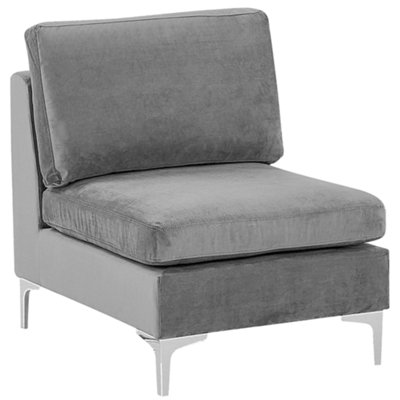 Modular Corner Sofa 4 Seater EVJA Velvet Grey with Ottoman Right Hand