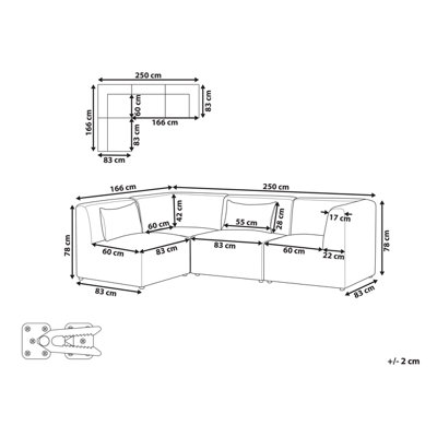 Modular Corner Sofa 4 Seater LEMVIG Corduroy Beige Right Hand