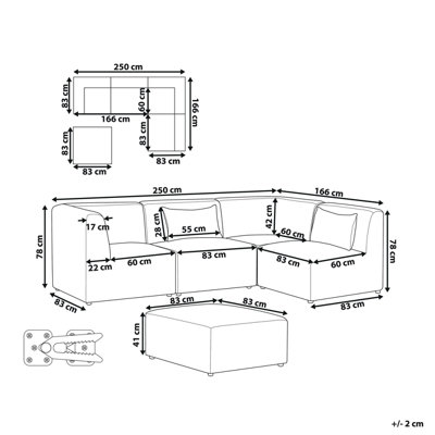 Modular Corner Sofa 4 Seater LEMVIG Corduroy Light Beige with Ottoman ...