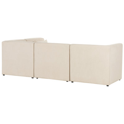 Modular Corner Sofa 4 Seater LEMVIG Corduroy Light Beige with Ottoman ...