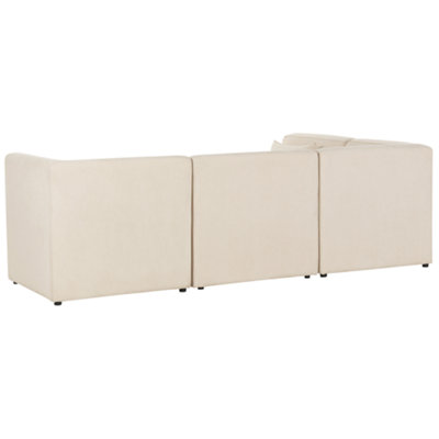 Modular Corner Sofa 4 Seater LEMVIG Corduroy Light Beige with Ottoman ...