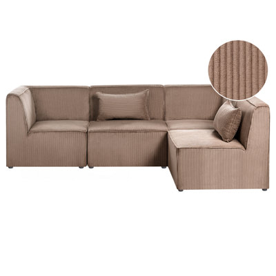 Modular Corner Sofa 4 Seater LEMVIG Corduroy Sand Beige Left Hand