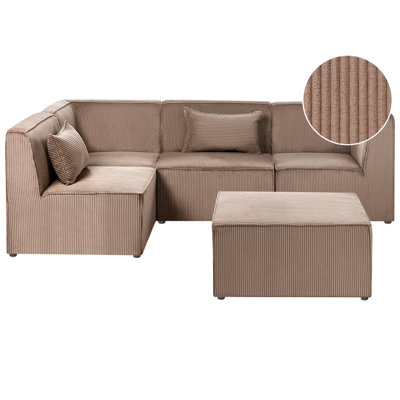 Modular Corner Sofa 4 Seater LEMVIG Corduroy Sand Beige Right Hand