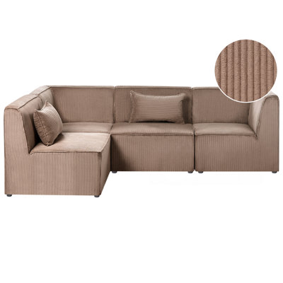 Modular Corner Sofa 4 Seater LEMVIG Corduroy Sand Beige Right Hand