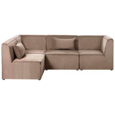 Modular Corner Sofa 4 Seater LEMVIG Corduroy Sand Beige Right Hand