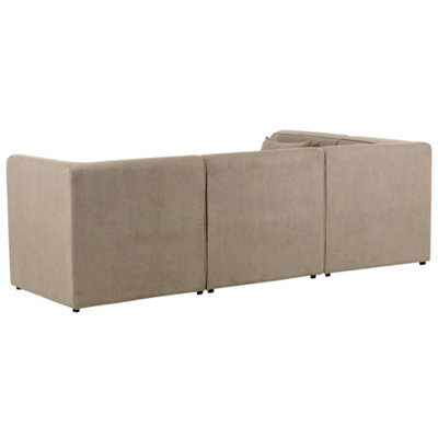 Modular Corner Sofa 4 Seater LEMVIG Corduroy Taupe with Ottoman Right Hand