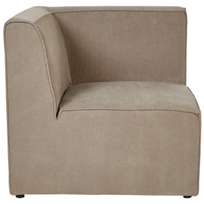 Modular Corner Sofa 4 Seater LEMVIG Corduroy Taupe with Ottoman Right Hand