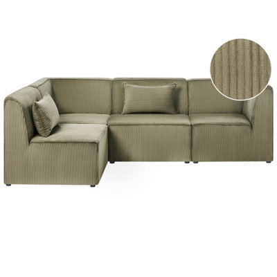 Modular Corner Sofa 4 Seater LEMVIG Right Hand Green Corduroy