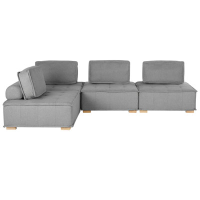Modular Corner Sofa 4 Seater TIBRO Right Hand Grey Fabric