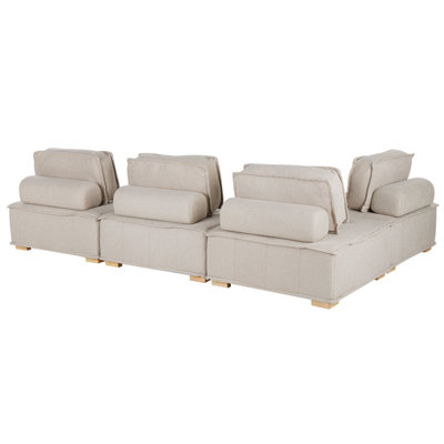 Modular Corner Sofa 4 Seater TIBRO Right Hand Light Beige Fabric