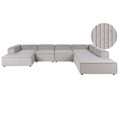 Modular Corner Sofa 5 Seater ARDAL Corduroy Taupe Left Hand